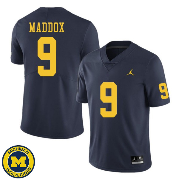 Men's Michigan Wolverines #9 Andy Maddox Navy Fashion Player Jersey